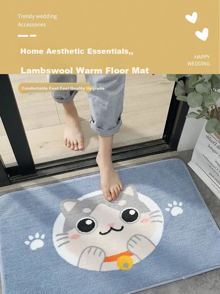 Budisi Plush Bathroom Door Mat, Toilet Entrance Mat, Washroom Floor Mat, Non-Slip Foot Pad for Sink Area, 60*40CM 1