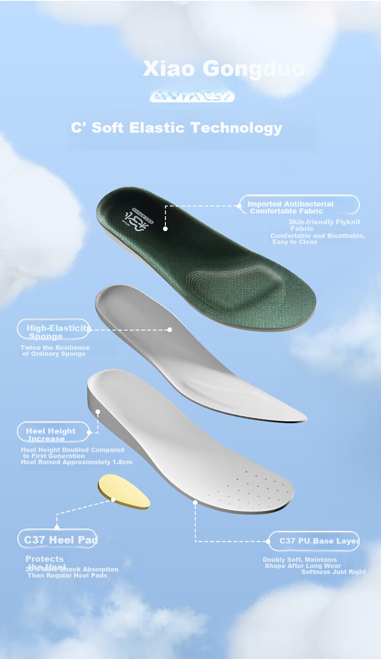 Anta Little Cloud Sports Shock Absorption Breathable Insoles Black Size 10 (Men's US 10 / EU 44) 16