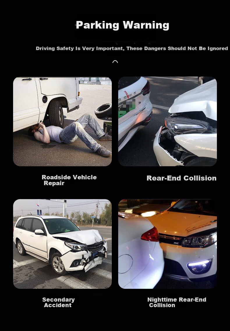 40,000km LED Triangular Warning Light Multifunctional Car Parking Emergency Tripod Safety Warning Sign Solar Charging 3
