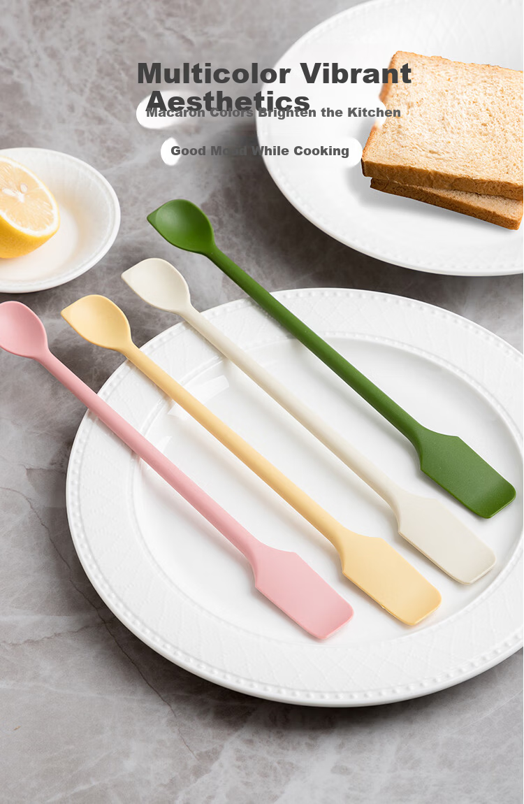 Banwu Life Silicone Spoon Silicone Scraper Long Handle Coffee Stirring Spoon Jam Spatula Butter Spreader Food Grade Baking Silicone Spatula 13