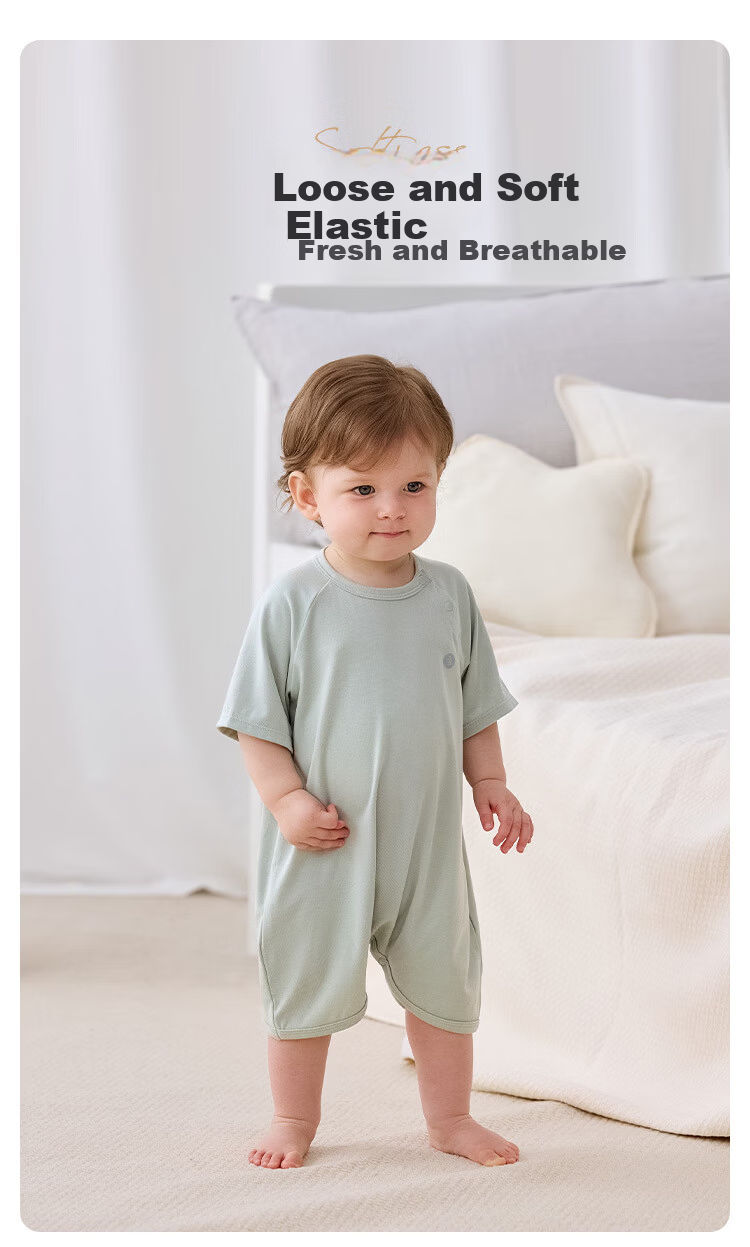 Babylove Baby Romper Summer Breathable Modal Lightweight Sleepwear Elastic Jumpsuit Simple Butterfly Suit 1