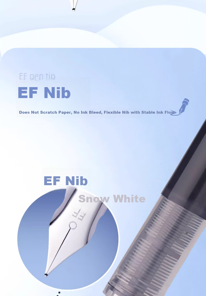Snowhite Direct Ink Fountain Pen Student Special Grade 3 Handwriting Practice No Cartridge Replacement EF Nib Quick Dry Non-Bleed FP33 Erasable Blue 20pcs 4