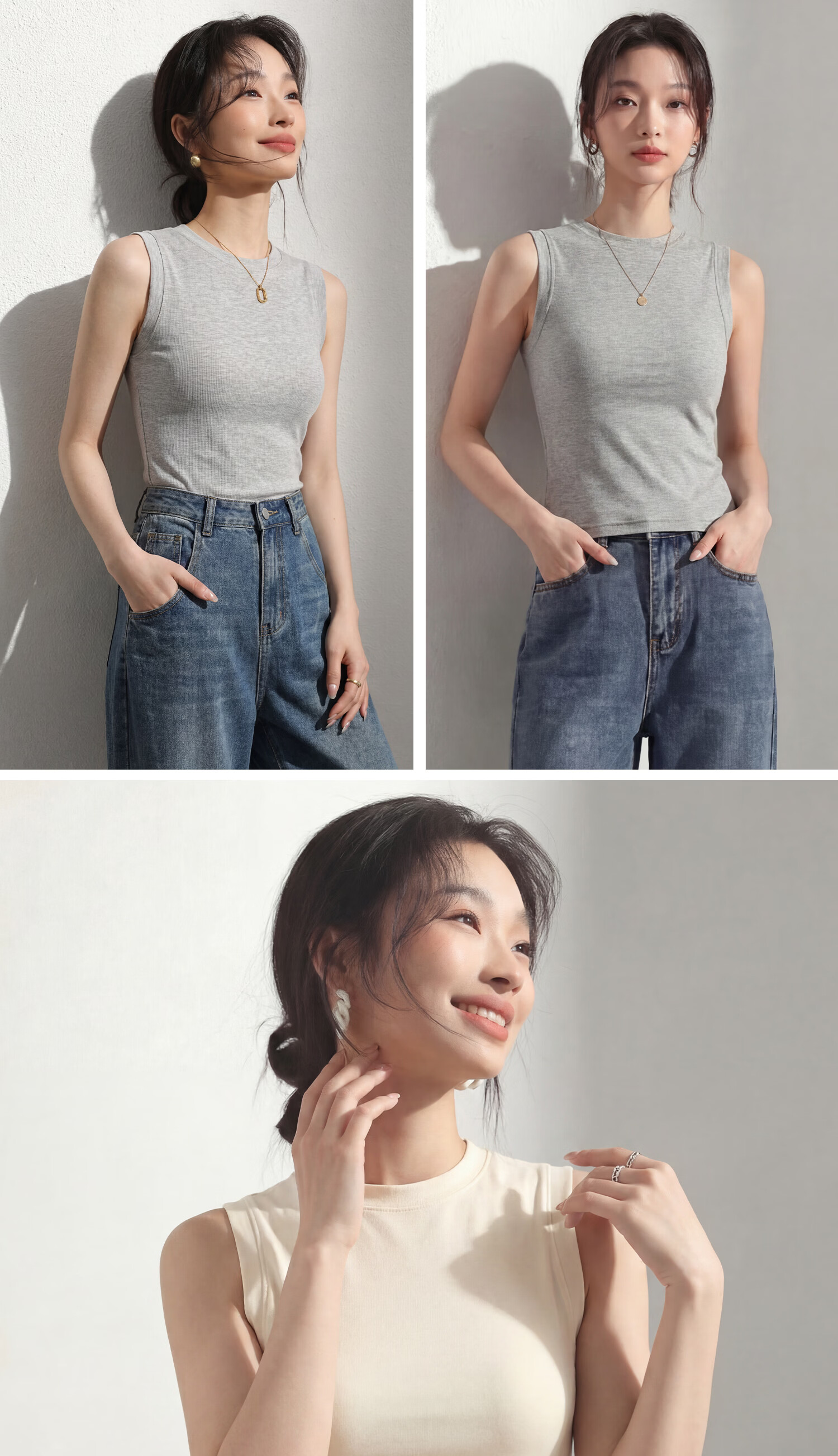 Miiow Wide Shoulder Camisole Vest Women Summer Cool Sleeveless T-Shirt Regular Shoulder Round Neck Base Layer Breast Coverage Slim Fit Versatile Top 22