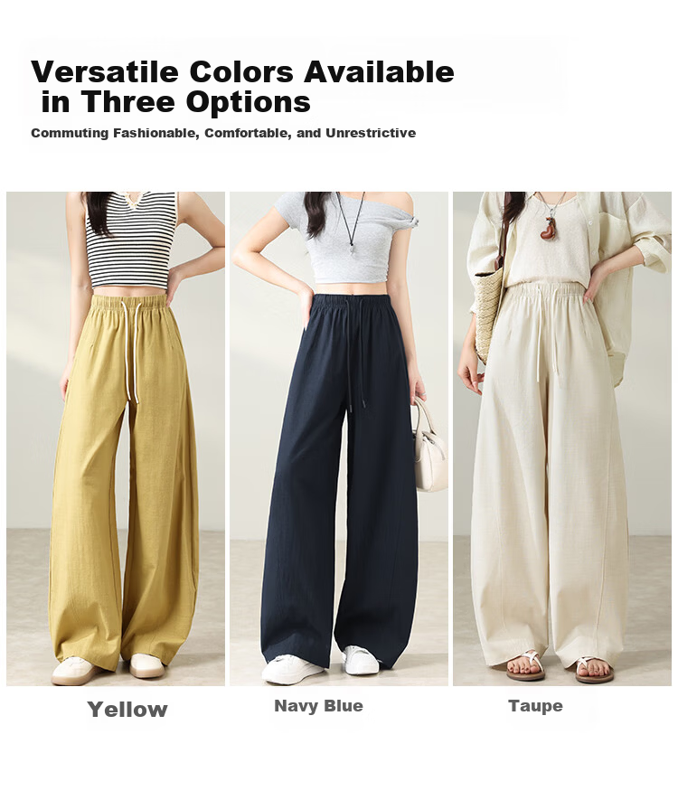 Free Style Wide-Leg Pants for Women Summer Thin High Waist Slim Loose Draped Straight-Leg Tencel Casual Curved Pants 2026 New Arrival 10