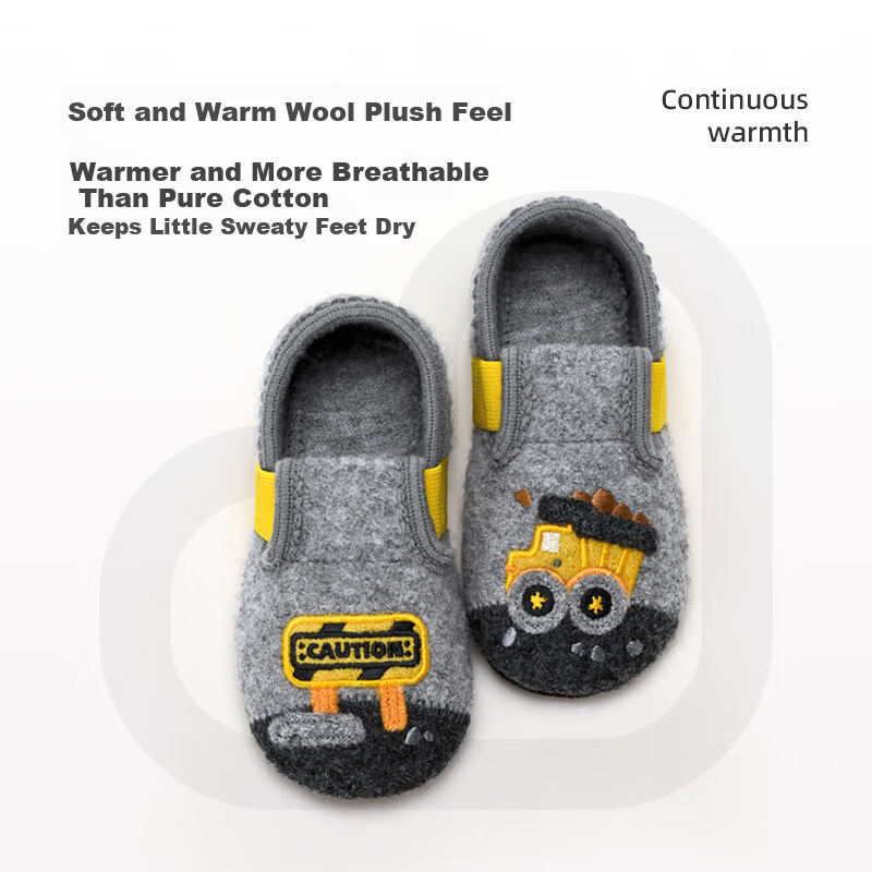 Xiaorong Home Shoes Big Truck Boys' Kids Shoes 2-5-8 Years Spring Autumn Winter Soft Sole Non-Slip Floor Shoes Sewn Comfortable Warm