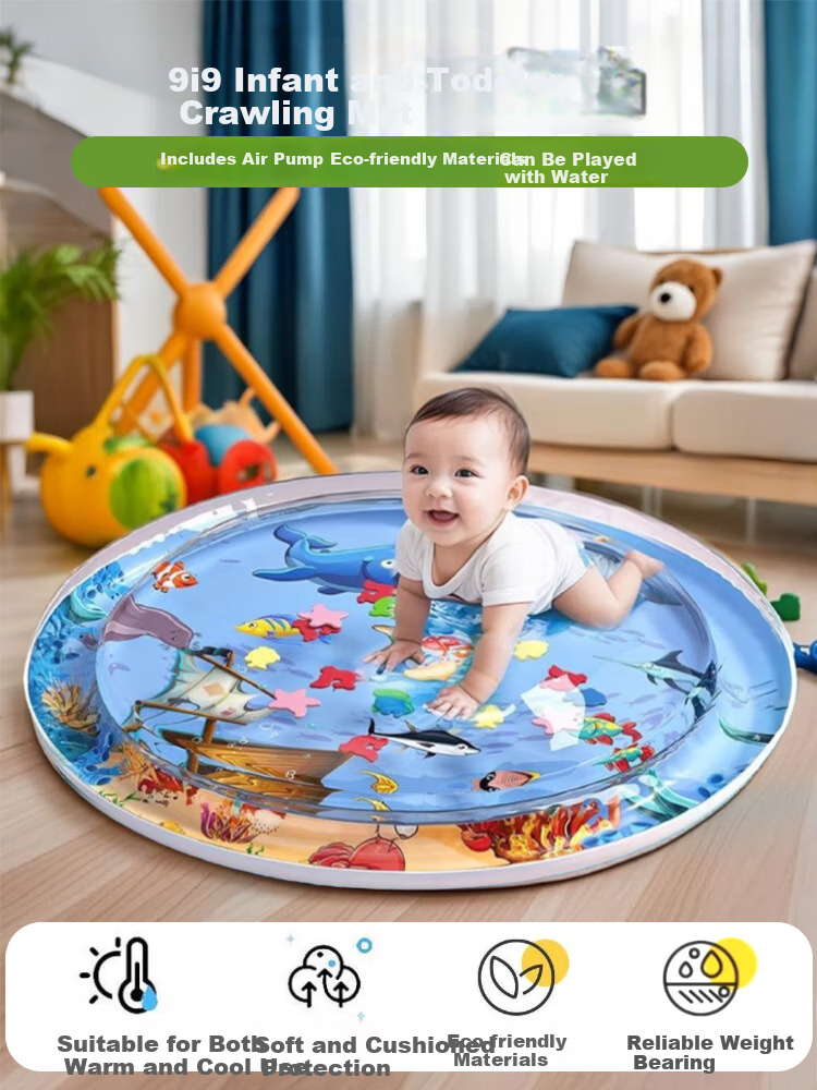 9i9 Kids Water Pat Mat Baby Crawling Mat Toy Training Large Thickened Cooling Mat Four Seasons Seat Cushion Ocean 1