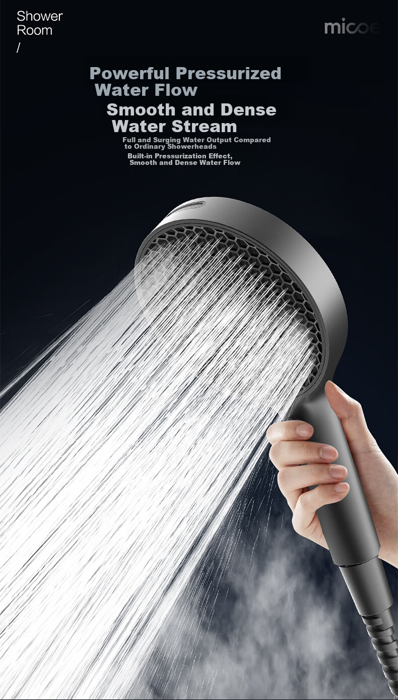 MICOE Boost Shower Head Adjustable Water Flow Handheld Shower with Spray Gun Function HS147 7