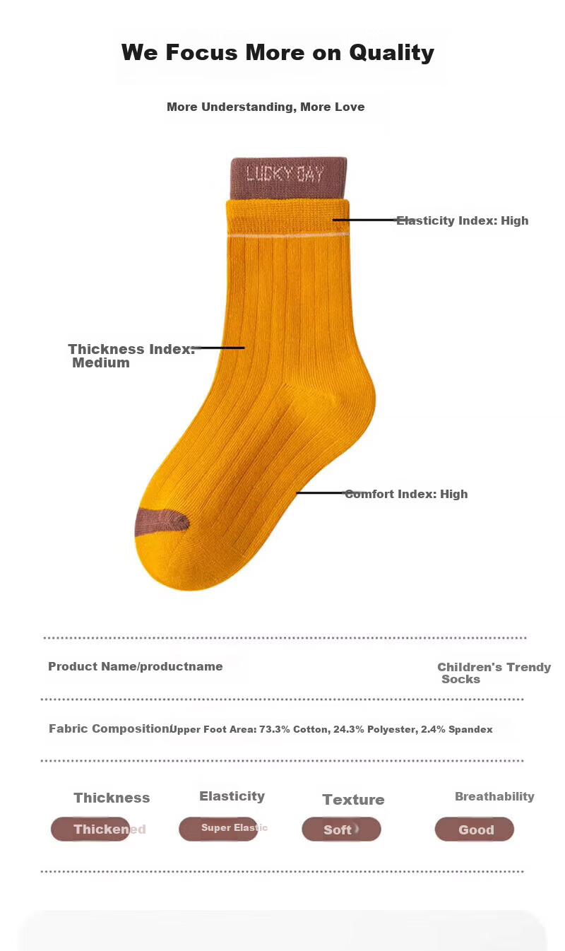 Mianmanman Kids Mid-Calf Socks Pure Cotton Antibacterial Mite-Resistant Boys and Girls Student Cotton Socks Spring Autumn 6 Pairs Pack 2
