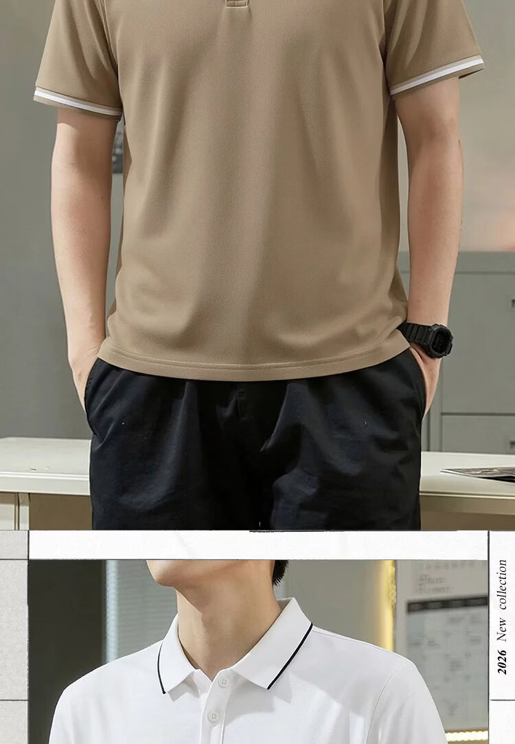 LI-NING Men's Summer Lightweight Breathable Comfortable Short Sleeve Sports T-Shirt Fashion Casual Versatile Business Style Polo Shirt 13