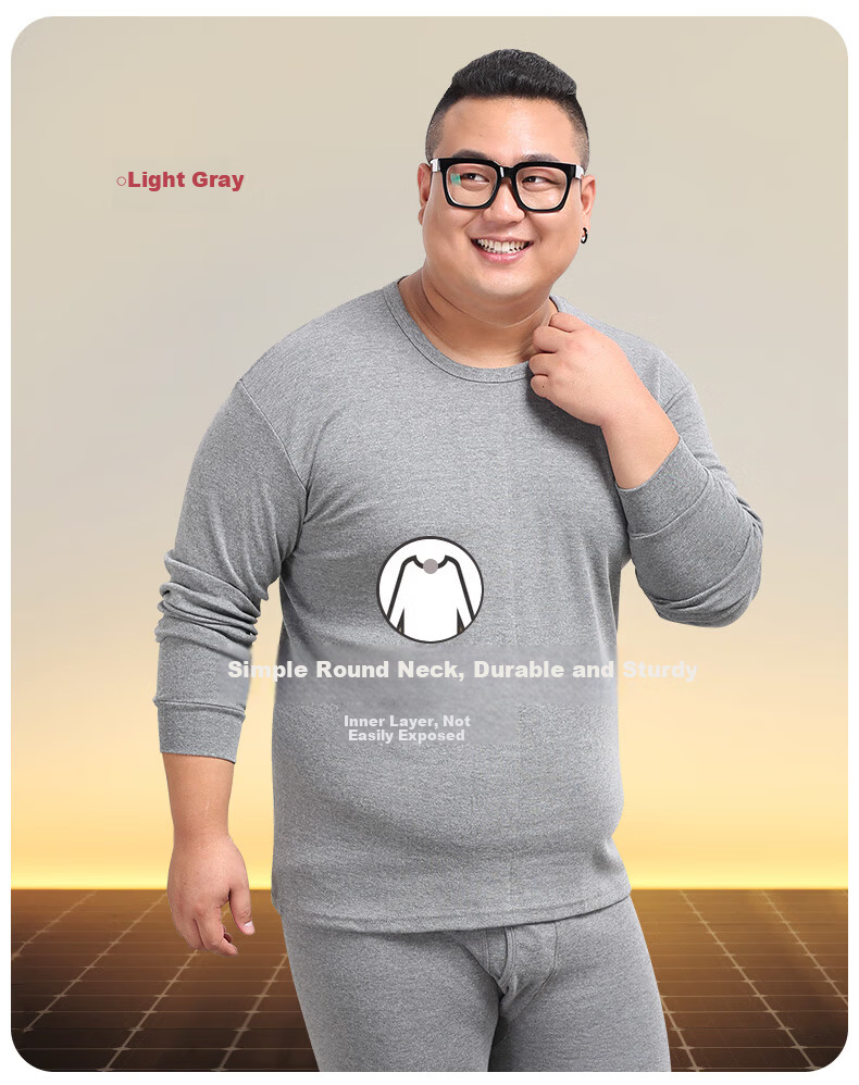 Hengyuanxiang [Large Size Zodiac Year Autumn Underwear Set] Men's Red Pure Cotton Thin Plus-Size Thermal Underwear Set for Spring And Fall 17