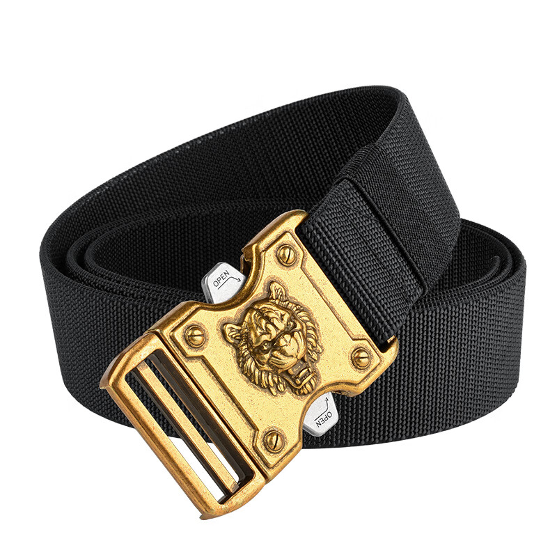 Half-Cigarette Canvas Belt Men's Leather Belt New Durable Breathable Elastic Battle Tiger Interlocking Buckle Tactical Outdoor Sports Waistband