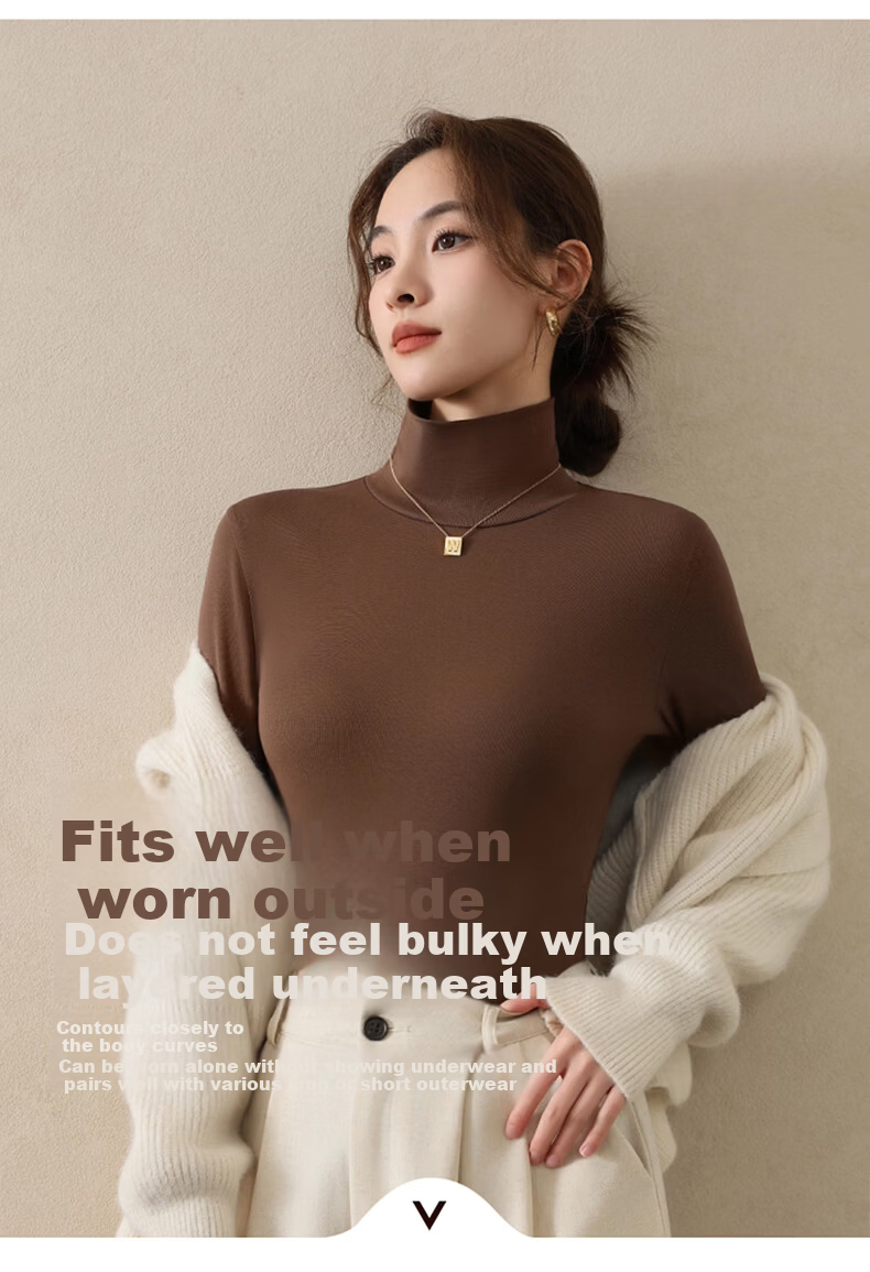 Avandi Wool Base Layer Half Turtleneck Women's Spring Thin Thermal Underwear Modal Autumn Shirt 4