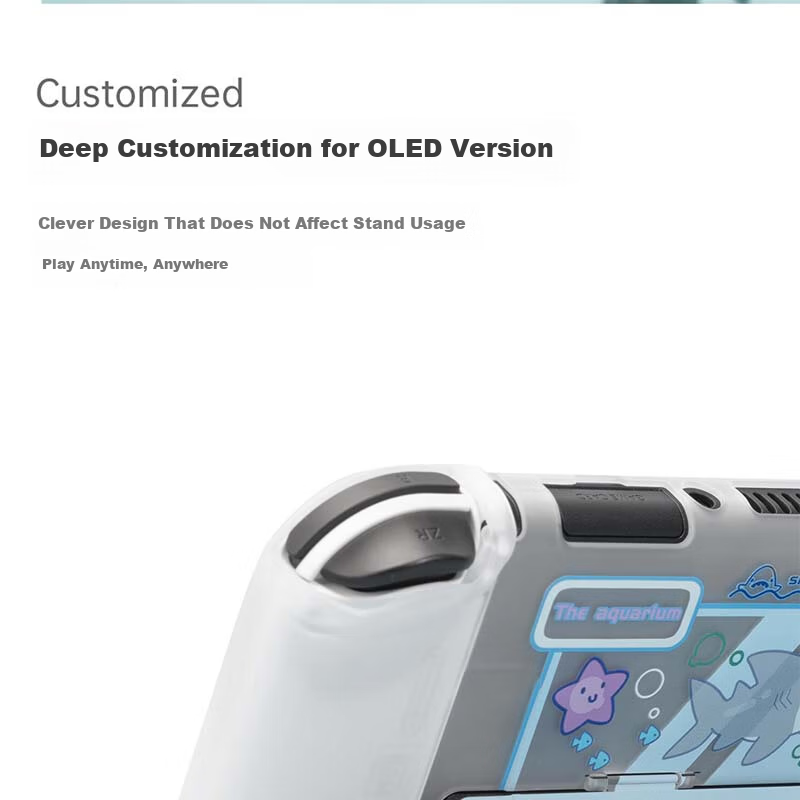 Jixiang Swtich OLED Protective Case, Game Console Cover, Moon Landing Plan Detachable Transparent Shockproof Hard Shell, Handheld Case with Direct Plug-In Base, Switch Protective Case 19