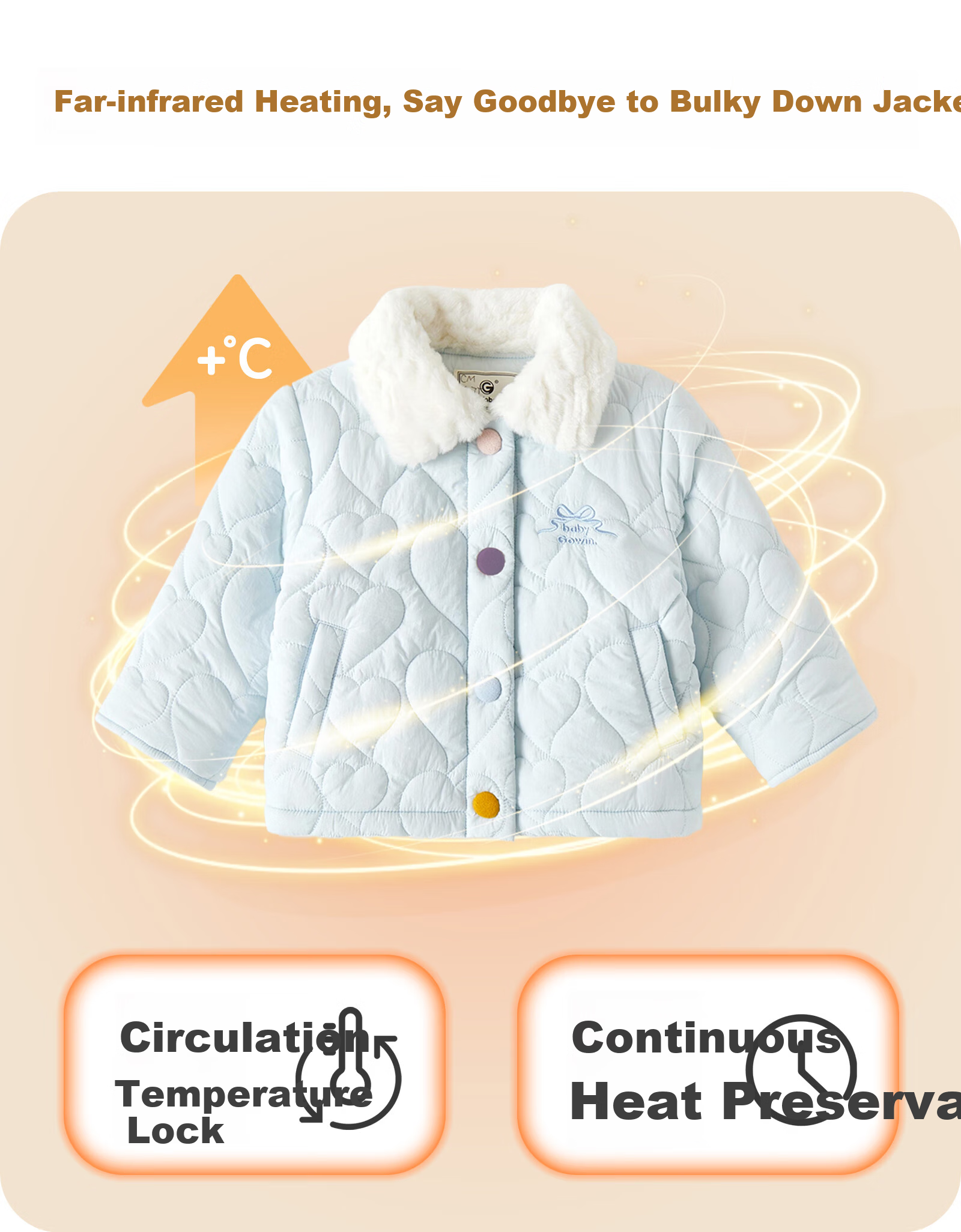 GOWINBABY Girls' Windproof Coat 2025 Winter New Cute Cotton Padded Cartoon Warm Fleece Jacket 3