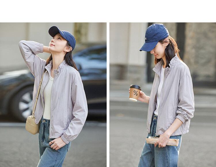 Demana Original Yarn Sunscreen UPF50+ Summer Lightweight Outdoor Drawstring Collar Thin Loose Sports Casual Women's Jacket 10