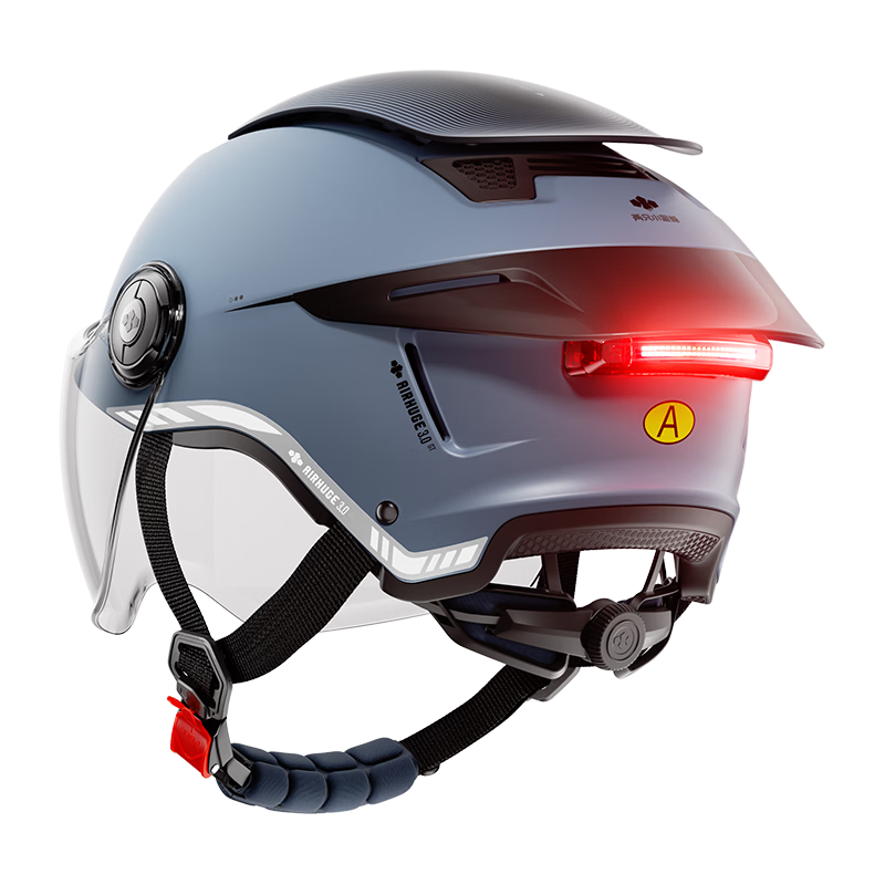 Two Little Bees 3rd Generation Zero-Feel Sunroof Helmet 3C Certified Electric Motorcycle Helmet Unisex Summer Sun Protection Half Helmet Breathable Safety Cap with Large Rear Wing and Tail Light / Smo