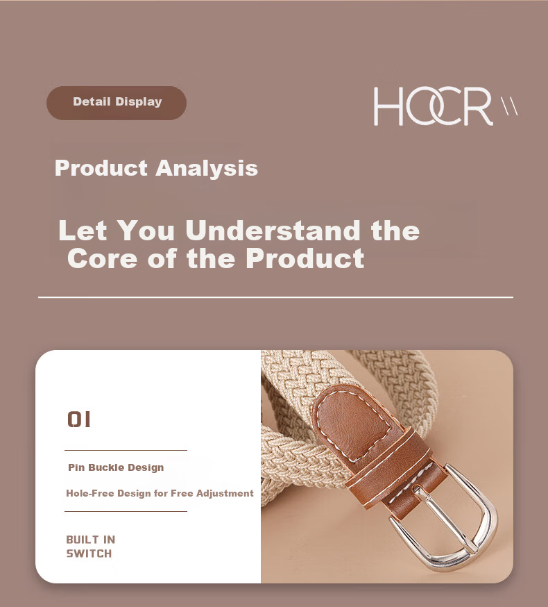 HOCR Canvas Belt Ins Style Woven Elastic Waistband Comfortable Breathable Unisex Jeans Belt 15