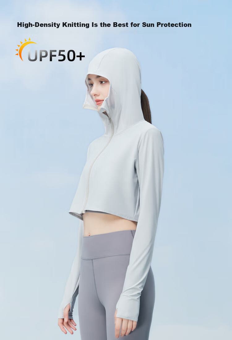 JIUMU Women's Hooded Sun Protection Jacket UV Protection Spring Summer Outdoor Casual Sports Face Covering Shawl Gray 5