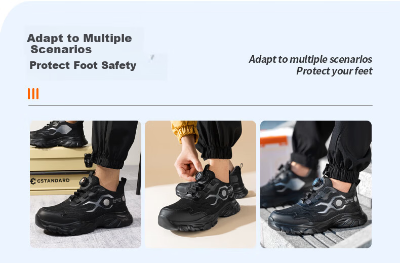 Jingtu Safety Shoes for Men, Summer Breathable Steel Toe Anti-Puncture Ultra-Light Work Boots F115BK Size 44 6