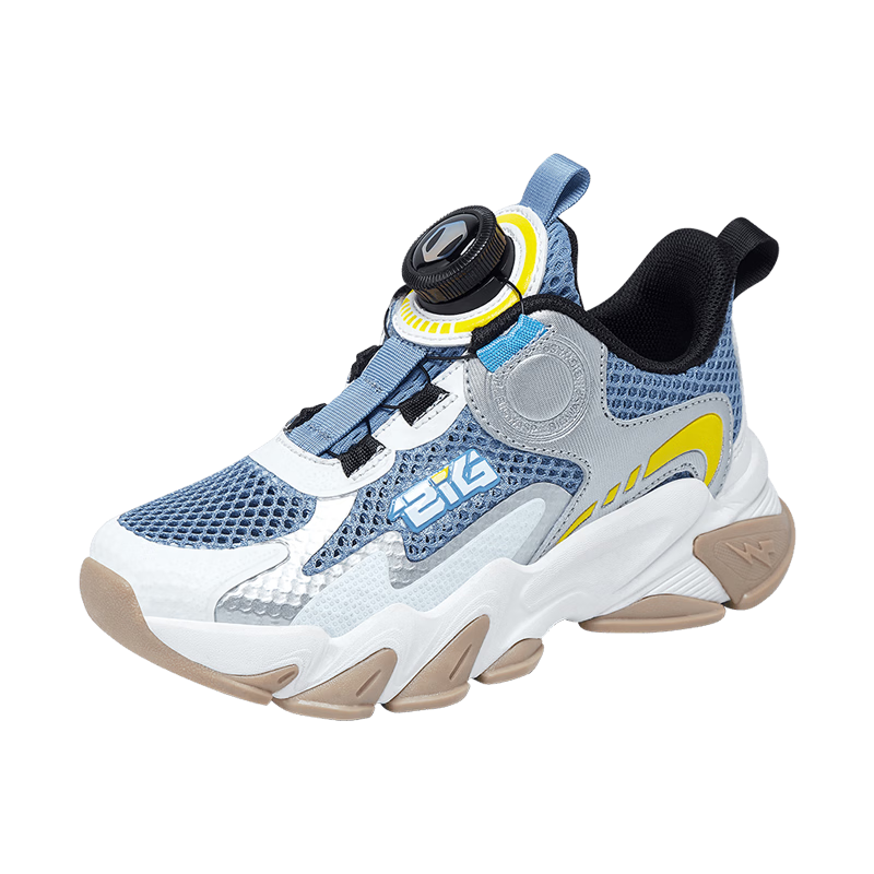 BIG WASP Children's Shoes, Boys' Sneakers, Summer New Style Mesh Rotating Buckle Breathable Running Shoes for Older Kids, Casual Footwear