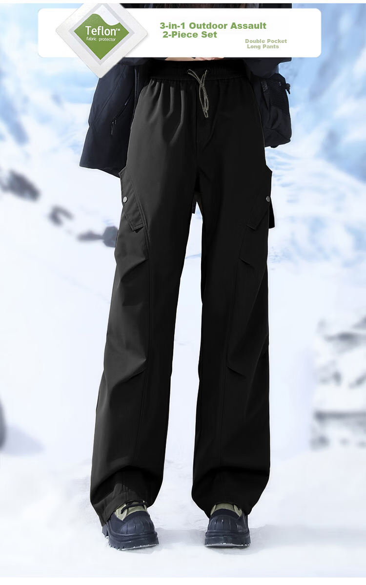 LangSha Climbing Diary Snow Country Ski Pants 3-in-1 Detachable Softshell Waterproof Women's Mountaineering Warm Cold-Resistant Pants 1