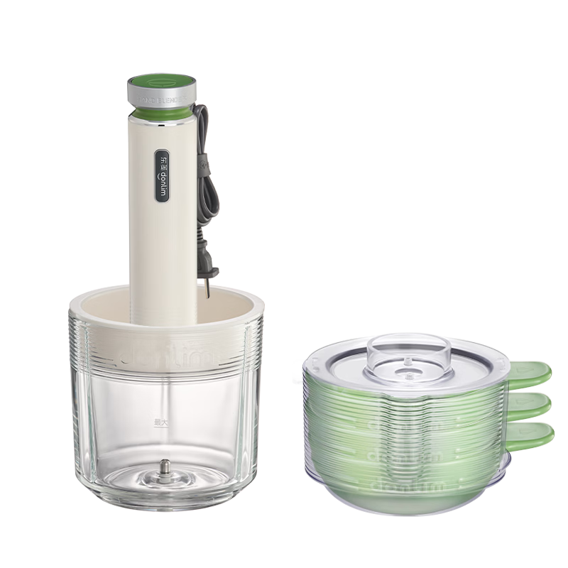Donlim DL-5028 Bamboo Green Multifunctional Meat Grinder Food Processor Garlic Peeler Powder Grinder Storage Set