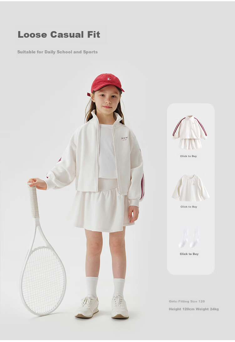 MARC&JANIE Girls' Stand-Collar Sweatshirt And Skirt Sports Set, Children's Outfit, Spring 2026 Collection, 250159 2