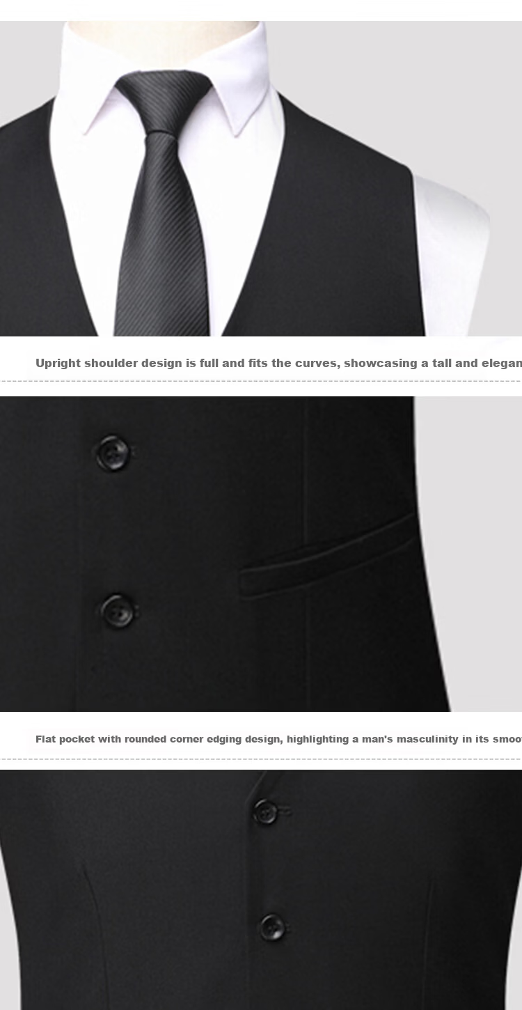 ROMON Men's Suit Vest Trendy Formal Business Casual Blazer Waistcoat Navy Blue XL 8