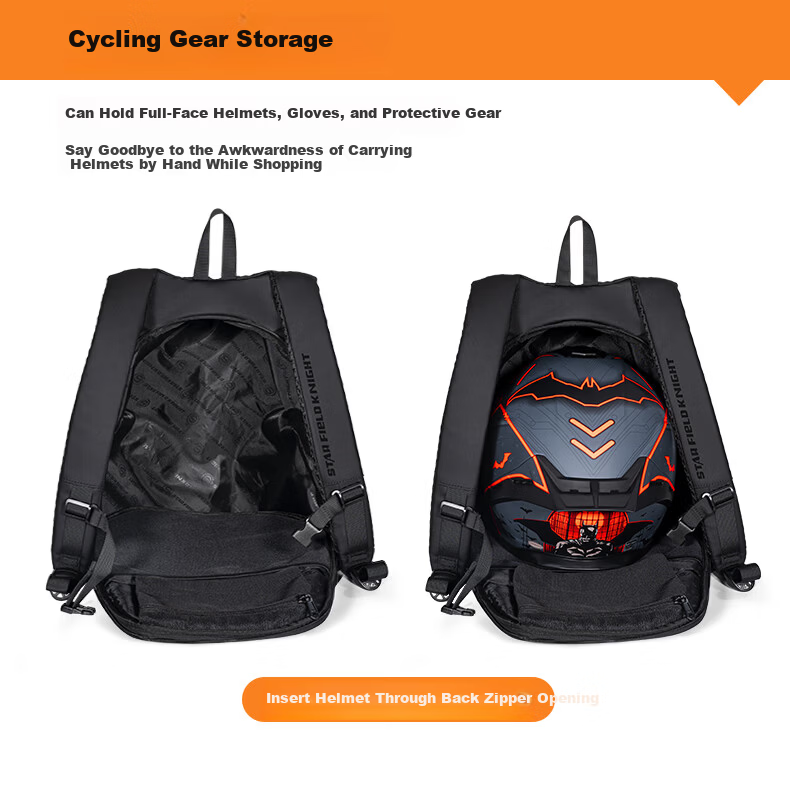 STAR FIELD KNIGHT Motorcycle Riding Helmet Bag Backpack Multifunctional Large Capacity Water-Resistant Travel Full-Face Helmet Shoulder Bag Knight Gear 5