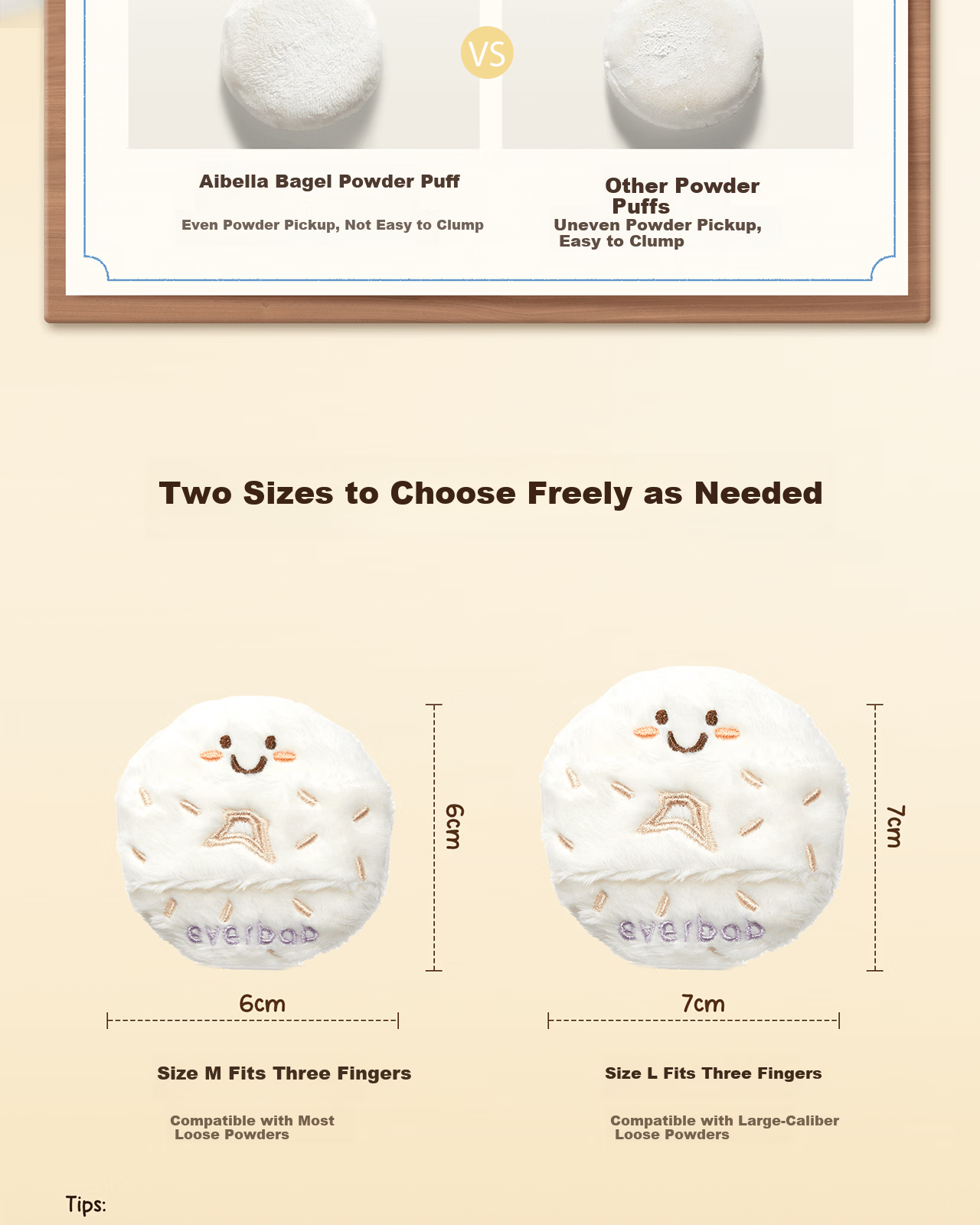 Everbab Aibella Coconut Bagel Velvet Bare Skin Loose Powder Puff 2pcs Setting Makeup Sponge 6