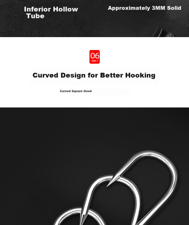 CHUSHE Stainless Steel Meat Hanging Hook Large Solid Thickened S-Shaped Hook for Curing Meat 8