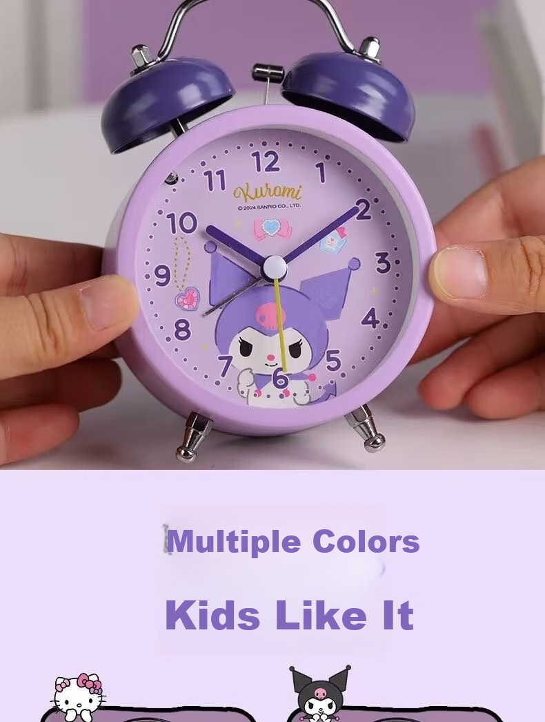 KUROMI Sanrio KUROMI Children's Metal Alarm Clock Student Wake-Up Toy Birthday Gift for Boys and Girls 9
