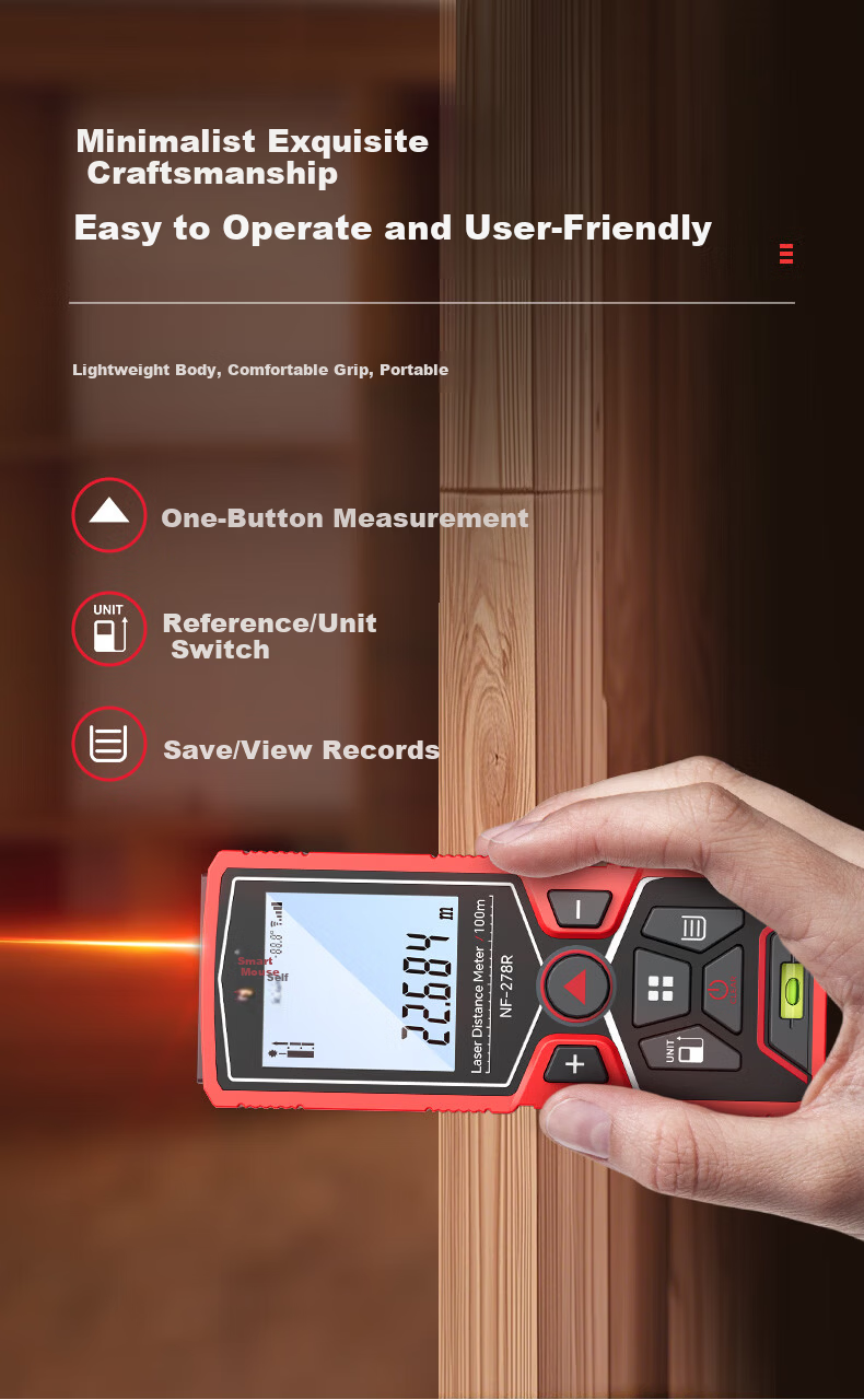 Smart Mouse NF-278G-60 Green Light Laser Distance Meter Handheld High-Precision Electronic Ruler Infrared Room Measuring Device 60m Range Millimeter Accuracy 4
