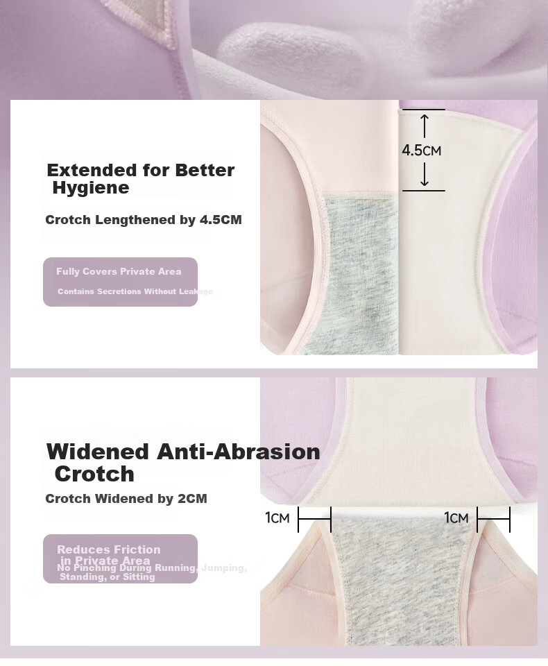LUCKMEEY Combed Cotton Women's Underwear AAAAA Antibacterial Extended Crotch Thin 40-Count Mid-Waist Breathable Seamless Briefs 6