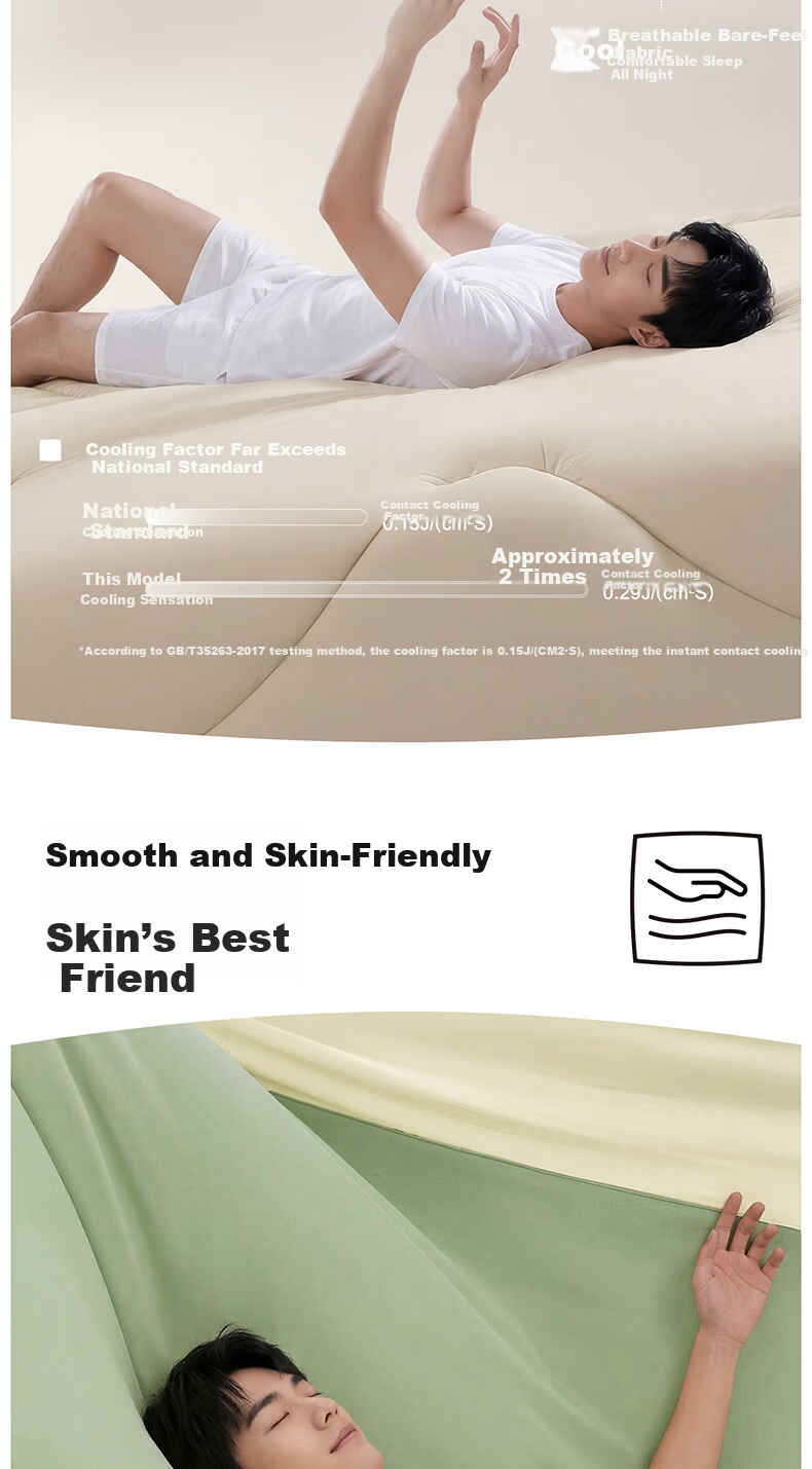HLA 7A Antibacterial Double-Sided Cooling Summer Quilt Air Conditioning Quilt Summer Cooling Quilt Core Light Green + Cream White 180*220cm 4
