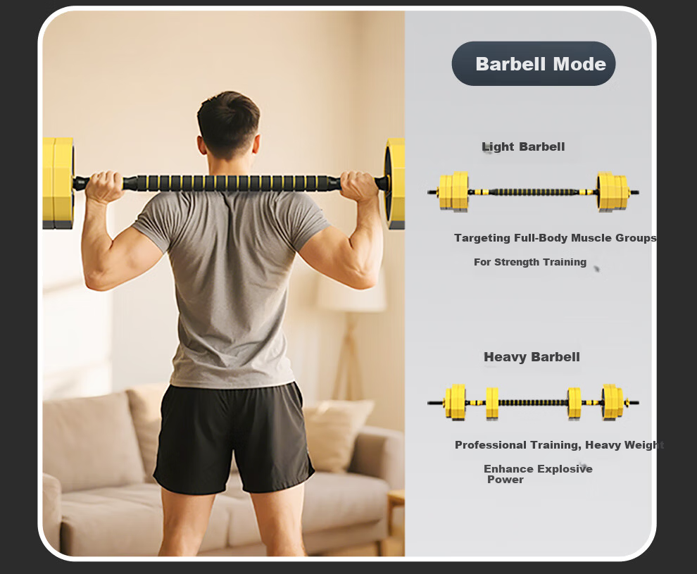 PROIRON Adjustable Dumbbell Kettlebell Barbell Fitness Equipment for Men and Women 20KG Lemon Yellow 14