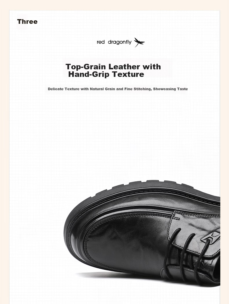 Hongqingting Men's Leather Shoes with Thick Soles for Height Increase, Business Formal Shoes, Hand-Grained Cowhide Casual Shoes WTA343201 Black Size 41 1