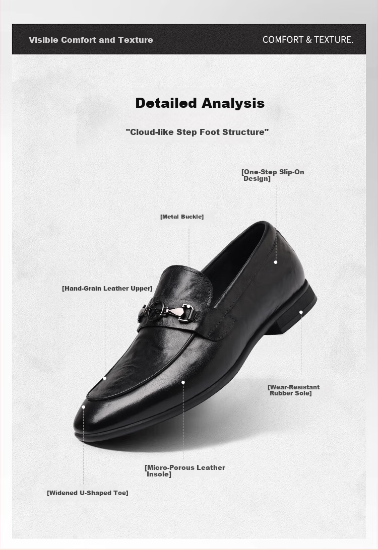 Red Dragonfly Men's Business Leather Breathable Soft Sole Formal Slip-On Loafers WLA350621 Black Size 42 3
