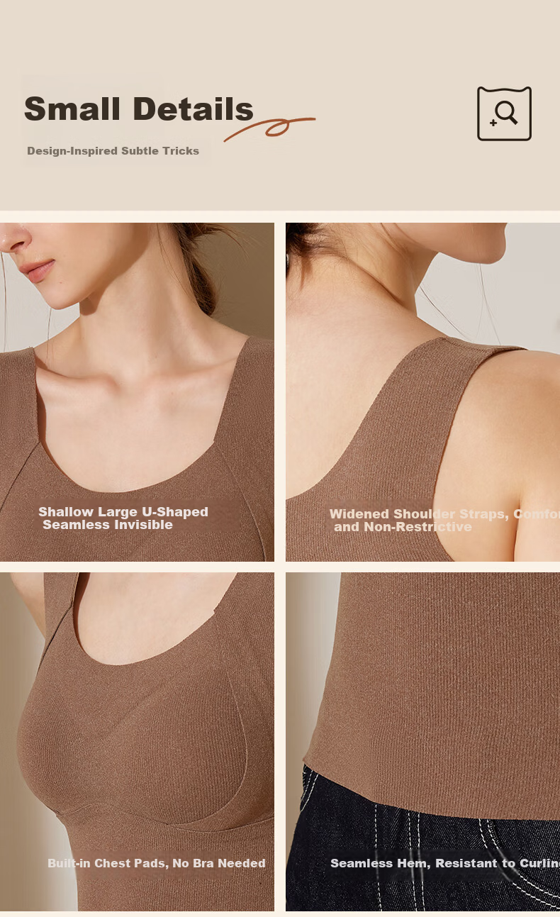 MiiOW [Cashmere Silk] 10A Antibacterial Mite-Resistant Double-Sided Fleece Warm Vest for Women with Chest Pad Thermal Top 9