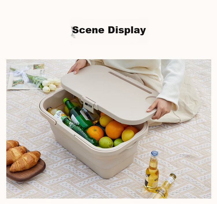 TAN XIAN ZHE Camping Storage Box, Outdoor Foldable Car Trunk Organizer, Camping Car Storage Box with Wooden Lid 15