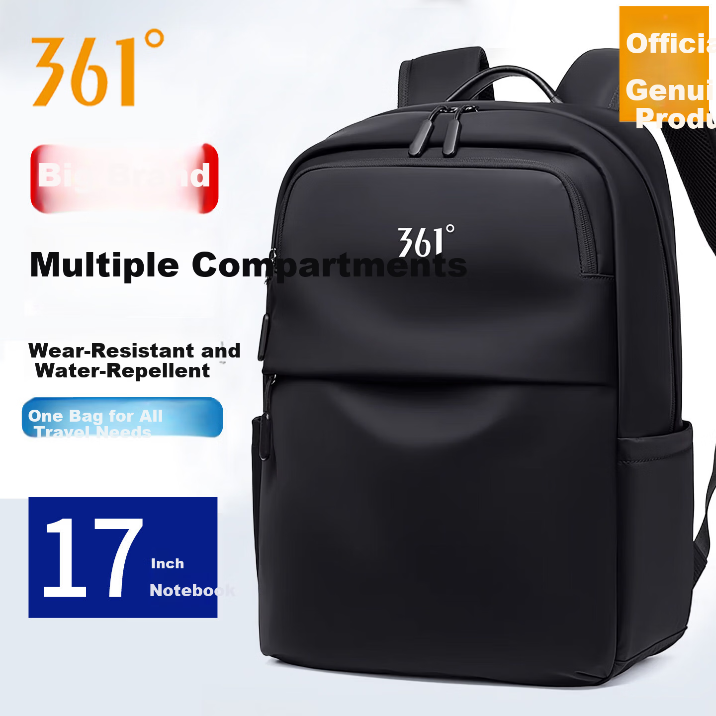 361° Men's Large Capacity Backpack 2026 New Business Travel Commuter Waterproof Laptop Bag College Student School Bag