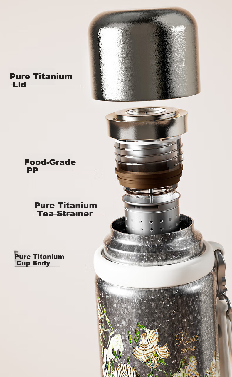 Daka Pure Titanium Insulated Thermos Van Gogh Collaboration Temperature Display Direct Drinking Tea Infuser Large Capacity Outdoor Stew Tea Cup Gift Mug 20