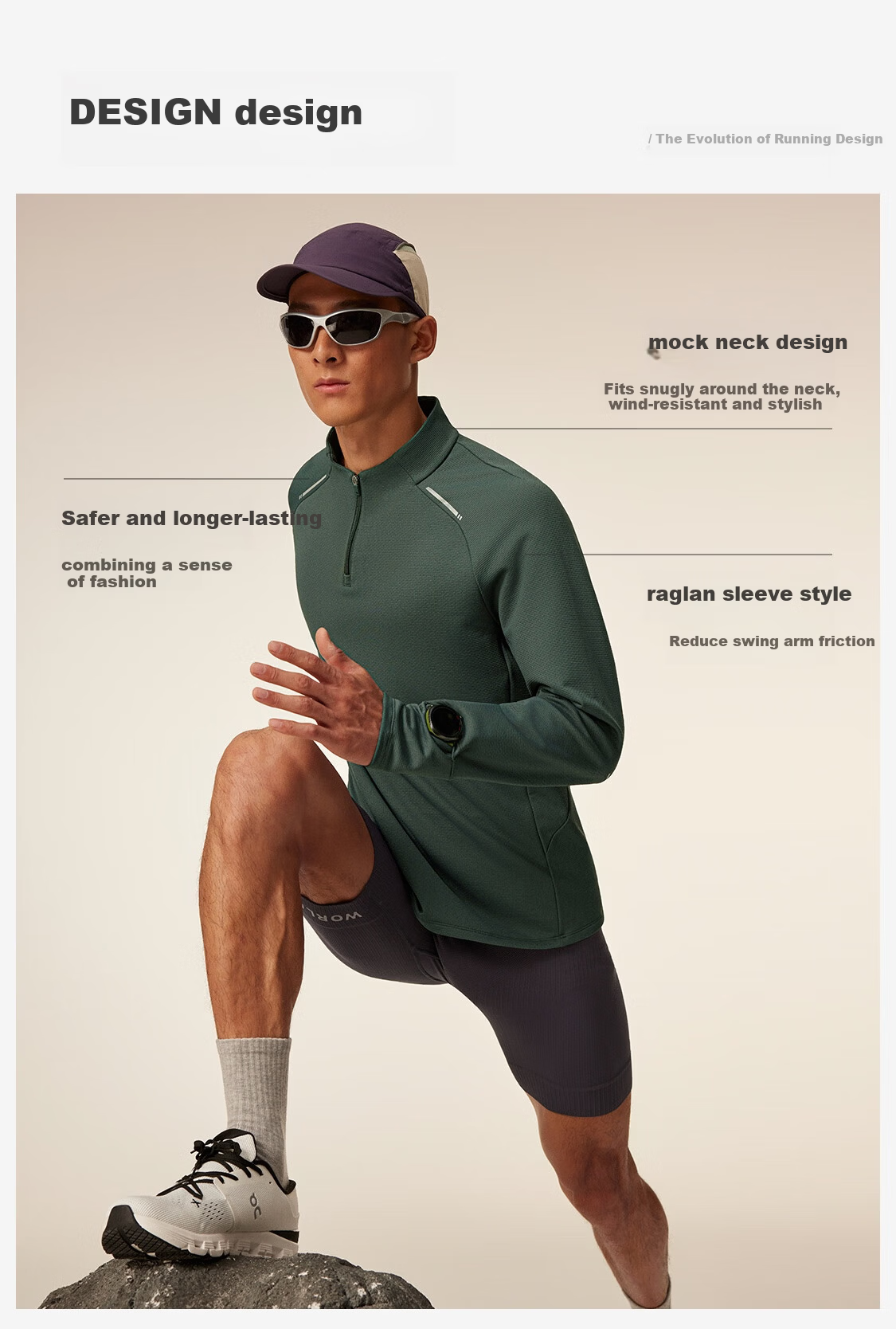 Keep Men's Sports T-Shirt Autumn Winter Breathable Quick-Dry Gym Half-Zip Stand Collar Running Long Sleeve Tee 8814 10