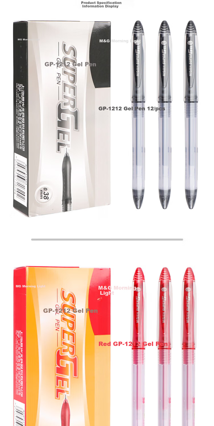 M&G GP1212B 0.38mm Needle Tip Gel Pen, 6-Pack, Water-Based Ink, Office and Study Use 5