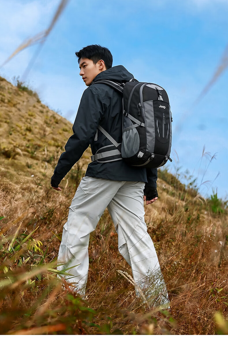 JEEP Men's Backpack Outdoor Professional Hiking Mountaineering Multifunctional Large Capacity Lightweight Water-Resistant Travel Bag 11