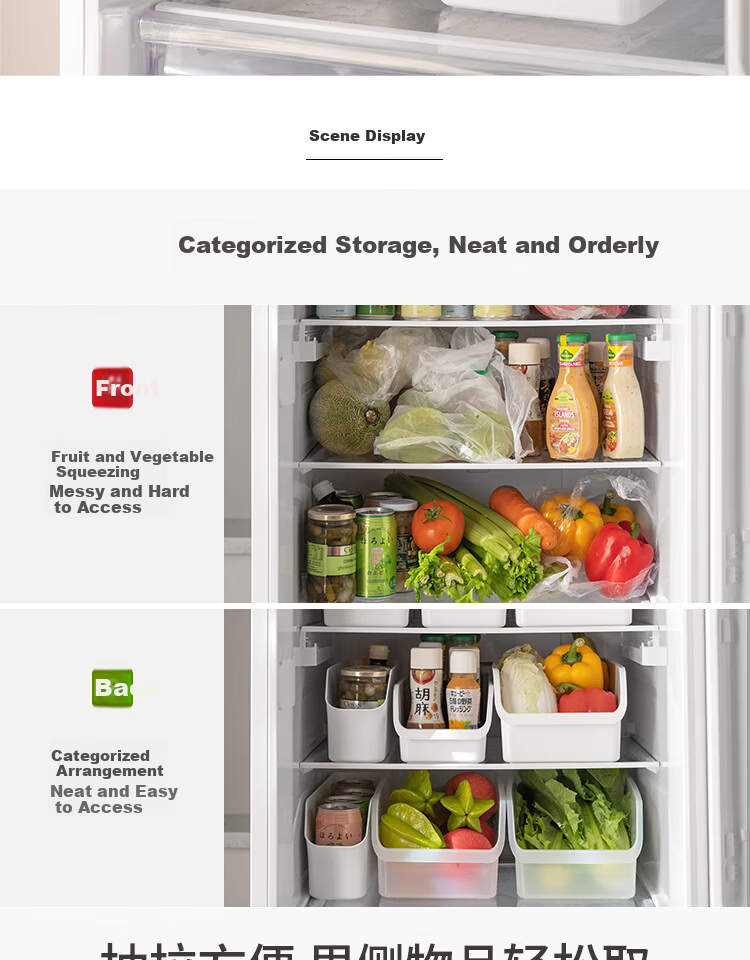 Lanjiaoluo Refrigerator Storage Box, Kitchen Freezer Container, Household Vegetable And Fruit Egg Organizer Box, Storage without Dividers, Large Size 2