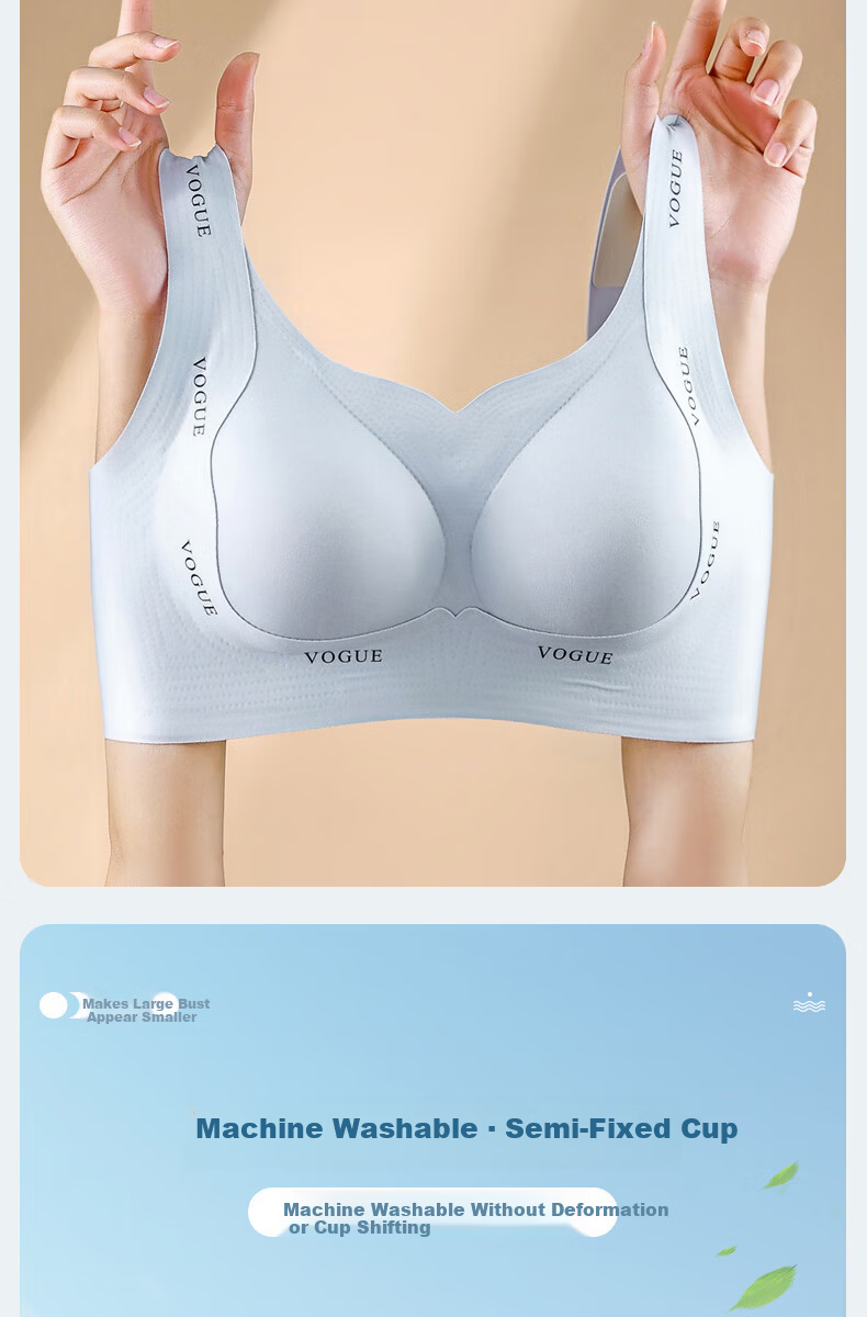 Urban Beauty Large Bust Minimizing Bra for Women, Push-Up, Anti-Sagging, Adjustable, Wireless, Thin, Plus Size, Seamless Underwear 7