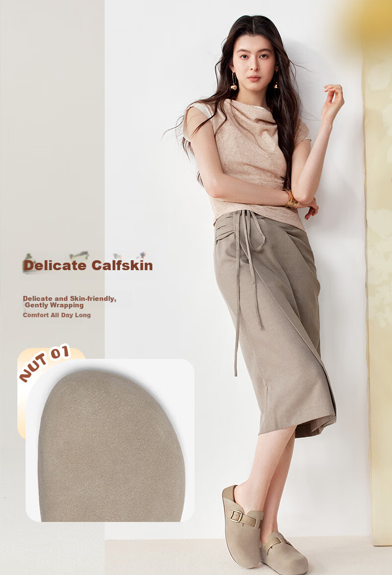 Basto 26 Summer Mall Same Style Birkenstock Simple Casual Women's Slippers T2091BH6 Camel 39 5