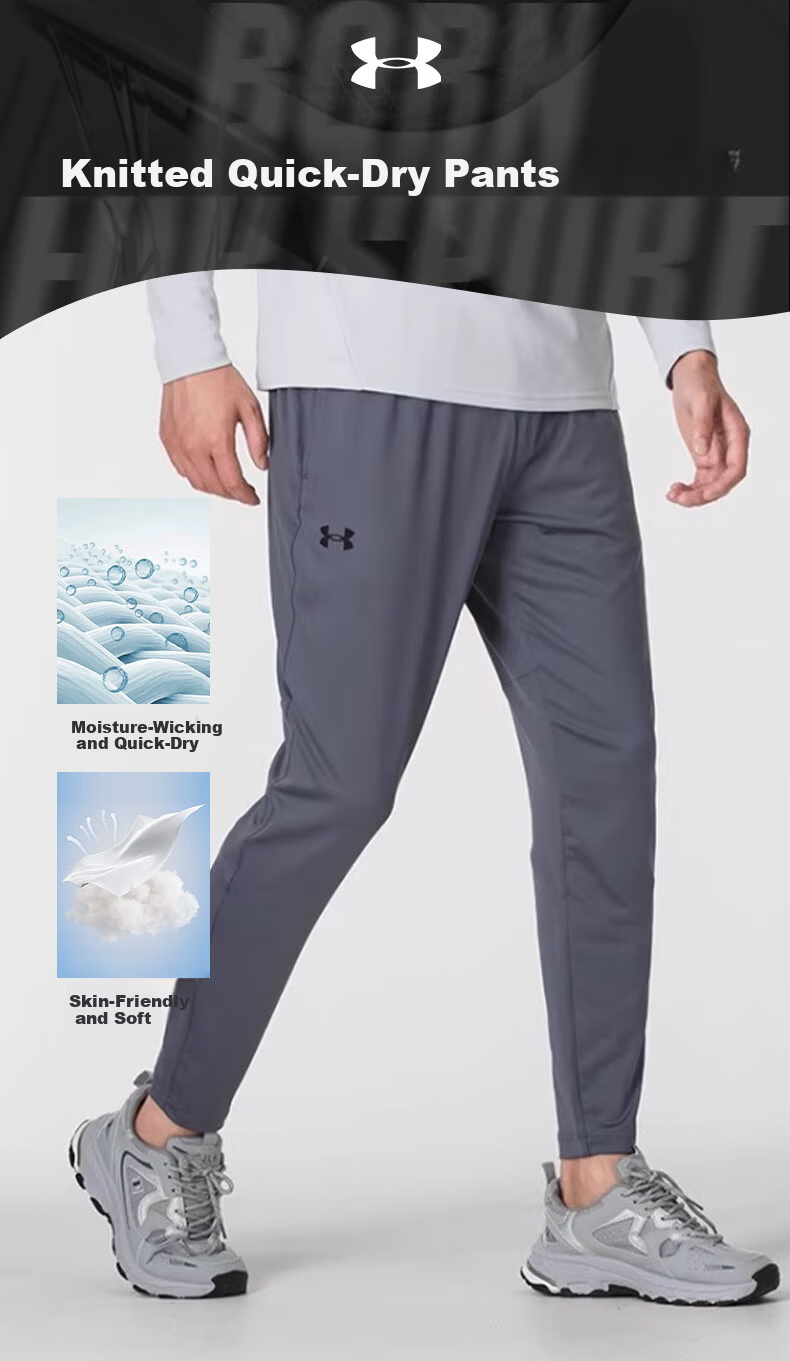 Under Armour Men's Summer New Quick-Dry Knit Sweatpants Straight-Leg Trendy Loose Casual Running Pants 1