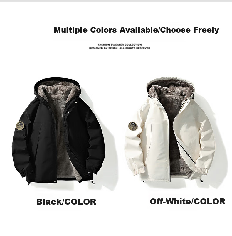 NASA MARVEL Men's Thickened Cotton Jacket Autumn Winter Fleece Lined Warm Windproof Coat Black Fleece XL 7